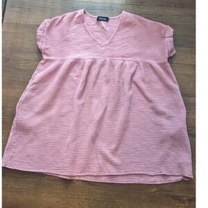 fab'rik Pink Textured V Neck Tunic Top Oversized Casual Beach Cover Up Size L